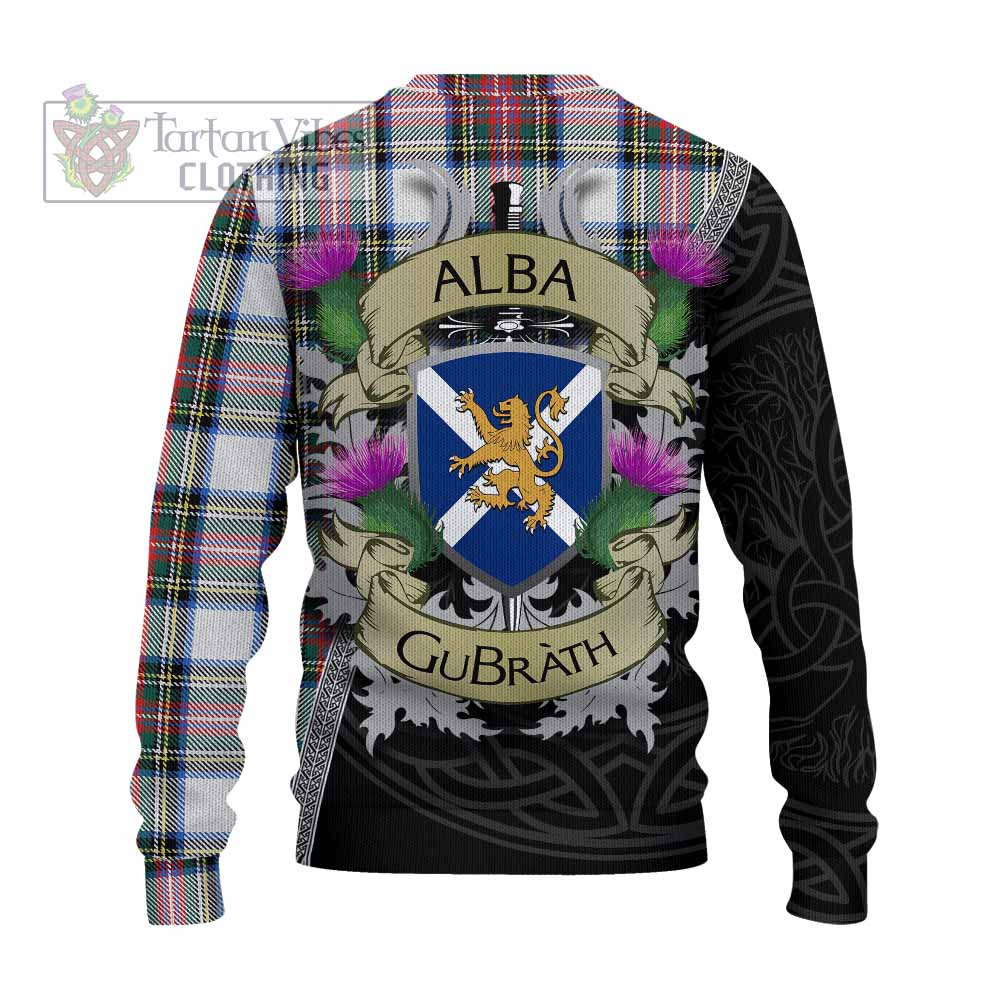 Dennistoun Tartan Family Crest Knitted Sweater Lion Rampant Royal Thistle Shield Celtic Inspired - Tartan Vibes Clothing