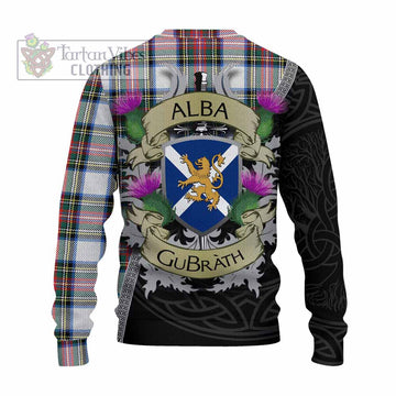 Dennistoun Tartan Family Crest Knitted Sweater Lion Rampant Royal Thistle Shield Celtic Inspired - Tartan Vibes Clothing