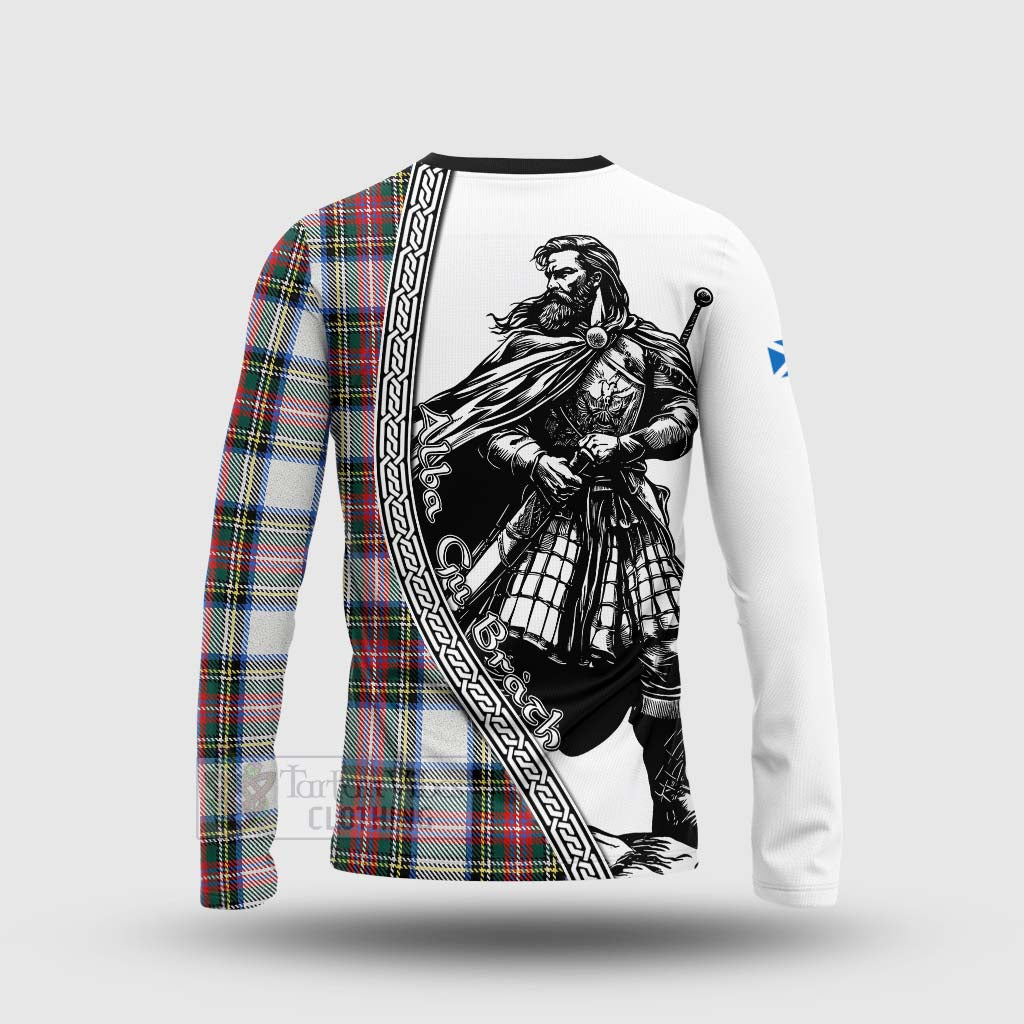 Dennistoun Tartan Clan Crest Long Sleeve T-Shirt with Highlander Warrior Celtic Style - Tartan Vibes Clothing