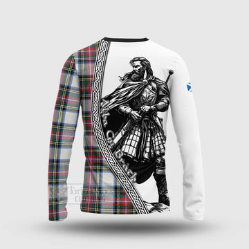Dennistoun Tartan Clan Crest Long Sleeve T-Shirt with Highlander Warrior Celtic Style - Tartan Vibes Clothing