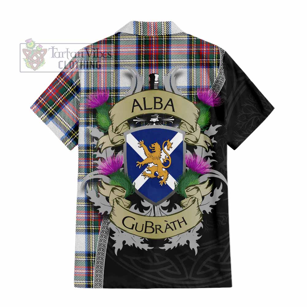 Dennistoun Tartan Family Crest Hawaiian Shirt Lion Rampant Royal Thistle Shield Celtic Inspired - Tartan Vibes Clothing