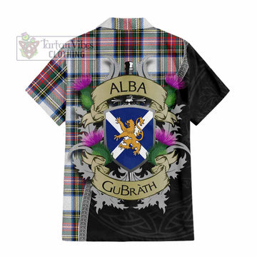 Dennistoun Tartan Family Crest Hawaiian Shirt Lion Rampant Royal Thistle Shield Celtic Inspired - Tartan Vibes Clothing
