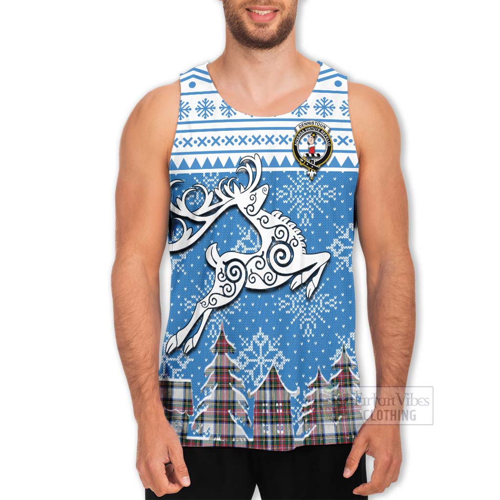 Dennistoun Clan Christmas Men's Tank Top Celtic Reindeer Style - Tartan Vibes Clothing