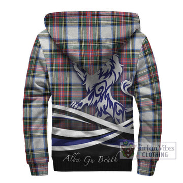 Dennistoun Tartan Sherpa Hoodie with Alba Gu Brath Regal Lion Emblem - Tartan Vibes Clothing