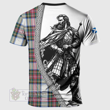 Dennistoun Tartan Clan Crest T-Shirt with Highlander Warrior Celtic Style - Tartan Vibes Clothing