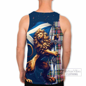 Dennistoun Tartan Family Crest Men's Tank Top with Scottish Majestic Lion - Tartan Vibes Clothing