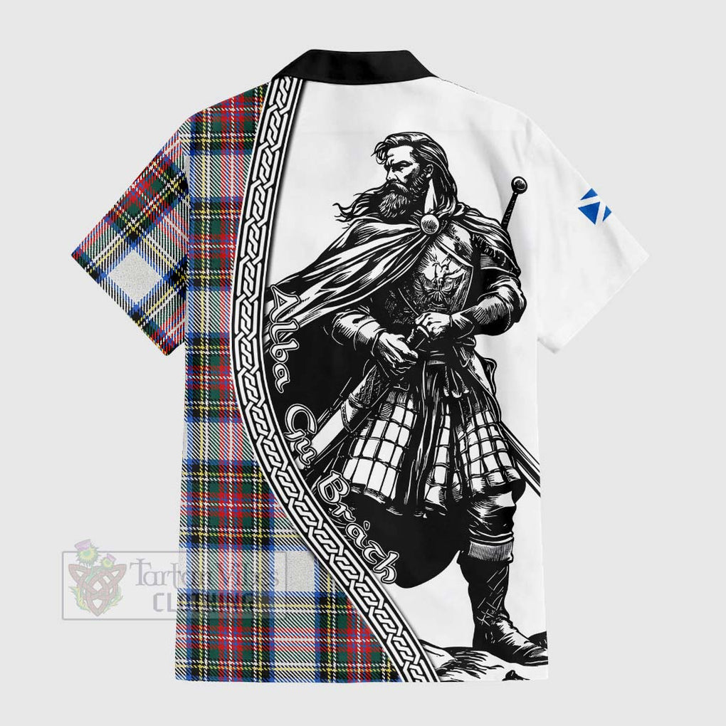 Dennistoun Tartan Clan Crest Hawaiian Shirt with Highlander Warrior Celtic Style - Tartan Vibes Clothing