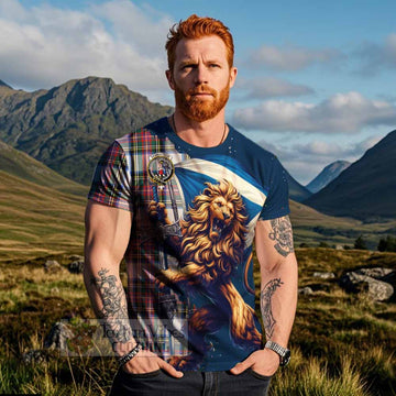 Dennistoun Tartan Family Crest T-Shirt with Scottish Majestic Lion - Tartan Vibes Clothing