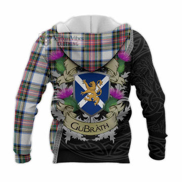 Dennistoun Tartan Family Crest Knitted Hoodie Lion Rampant Royal Thistle Shield Celtic Inspired - Tartan Vibes Clothing