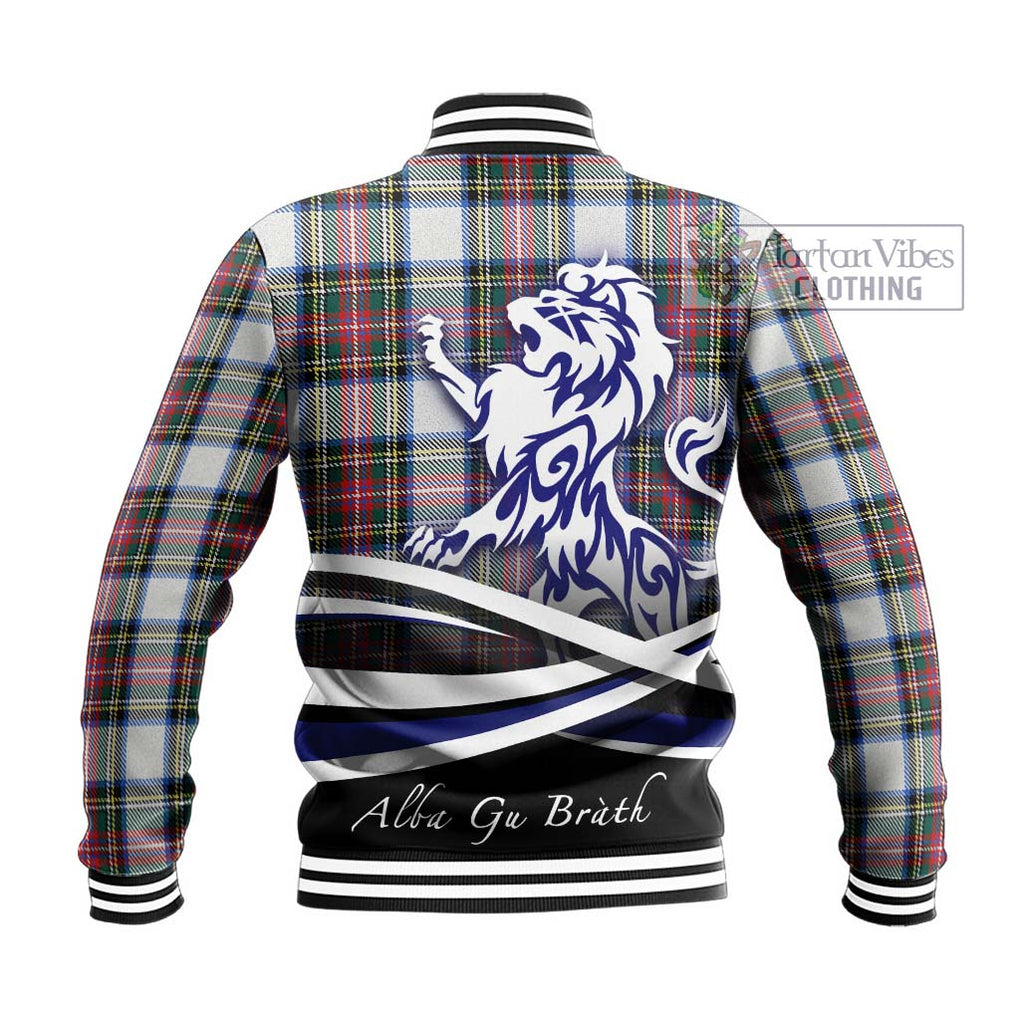 Dennistoun Tartan Baseball Jacket with Alba Gu Brath Regal Lion Emblem - Tartan Vibes Clothing