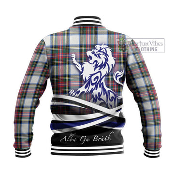 Dennistoun Tartan Baseball Jacket with Alba Gu Brath Regal Lion Emblem - Tartan Vibes Clothing