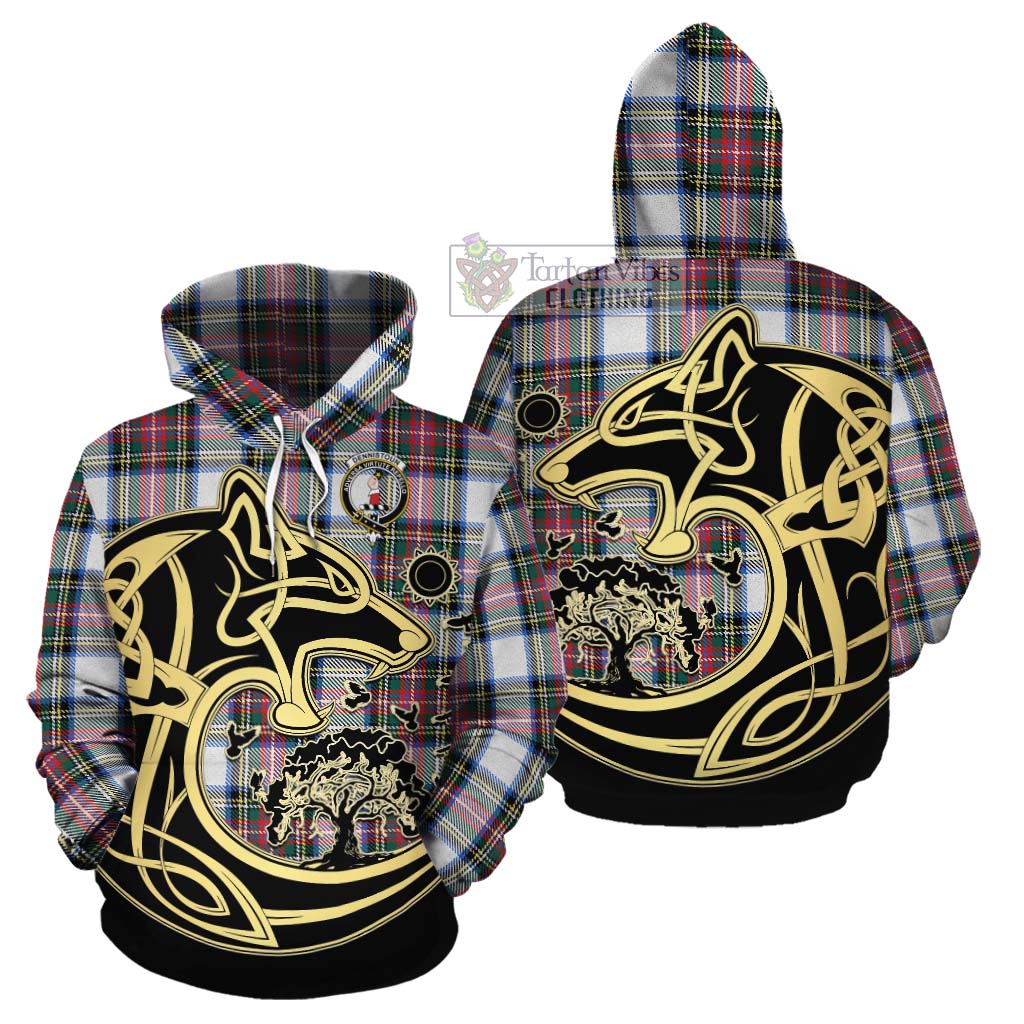 Dennistoun Tartan Cotton Hoodie with Family Crest Celtic Wolf Style Zip Hoodie - Tartan Vibes Clothing