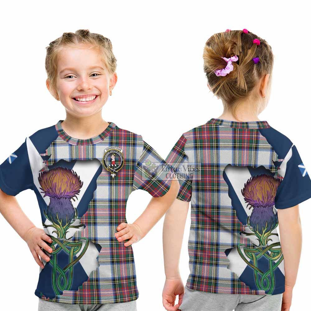 Dennistoun Tartan Family Crest Kid T-Shirt Scottish Thistle Celtic Inspired - Tartan Vibes Clothing