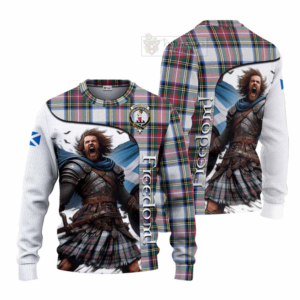 Dennistoun Crest Tartan Knitted Sweater Inspired by the Freedom of Scottish Warrior - Tartan Vibes Clothing