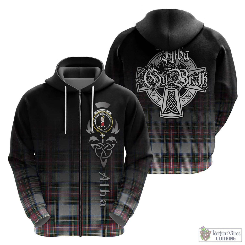 Dennistoun Tartan Hoodie Featuring Alba Gu Brath Family Crest Celtic Inspired - Tartan Vibes Clothing