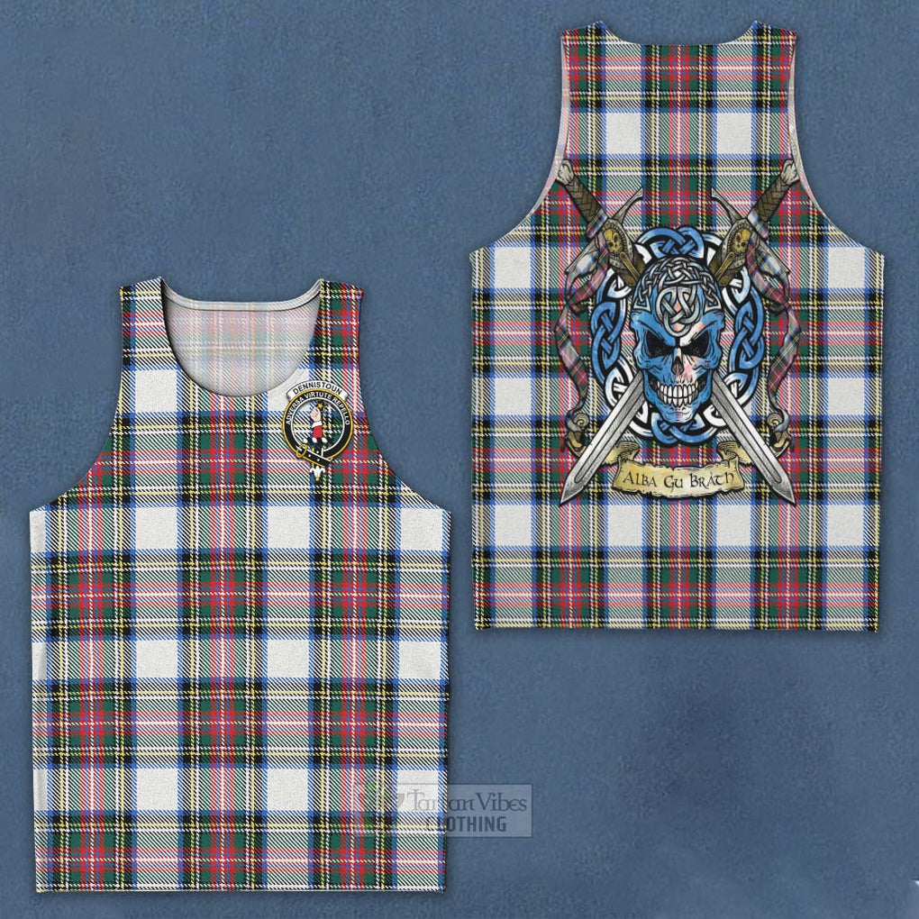Dennistoun Tartan Men's Tank Top with Family Crest Celtic Skull Style - Tartan Vibes Clothing