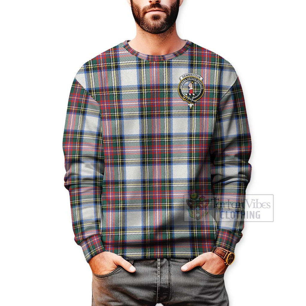 Dennistoun Tartan Sweatshirt with Family Crest Celtic Skull Style - Tartan Vibes Clothing