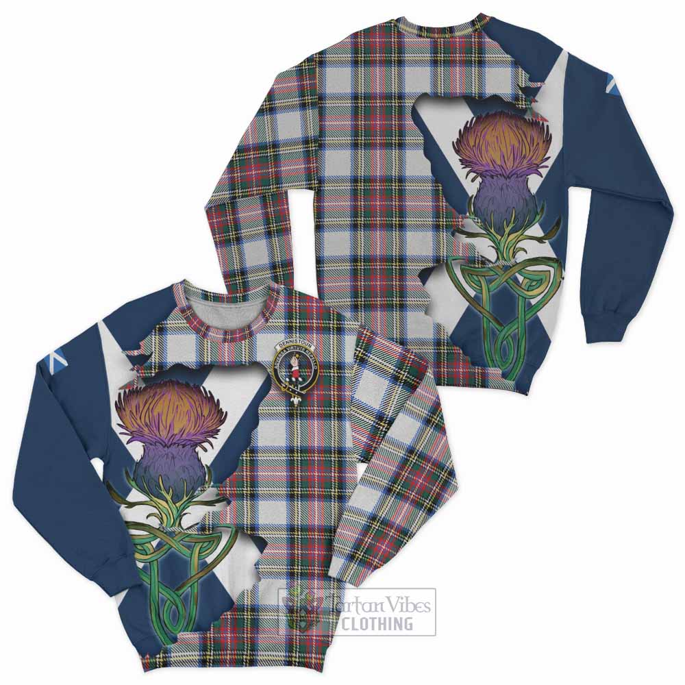 Dennistoun Tartan Family Crest Sweatshirt Scottish Thistle Celtic Inspired - Tartan Vibes Clothing