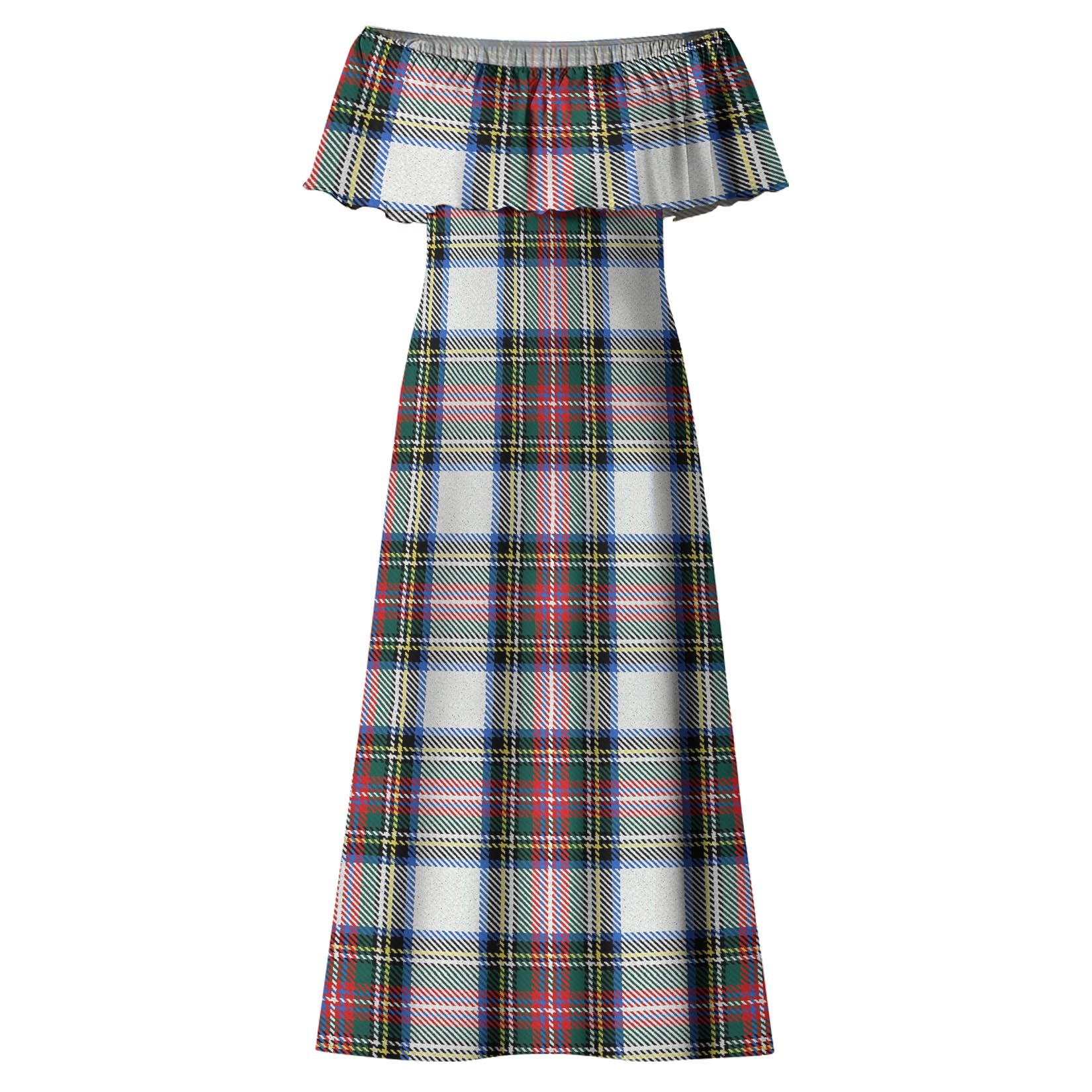 Dennistoun Tartan Off Shoulder Long Dress - Tartan Vibes Clothing