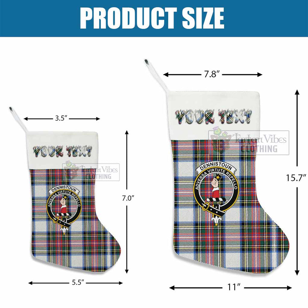 Dennistoun Tartan Family Crest Christmas Stocking with Personalized Text - Tartan Vibes Clothing