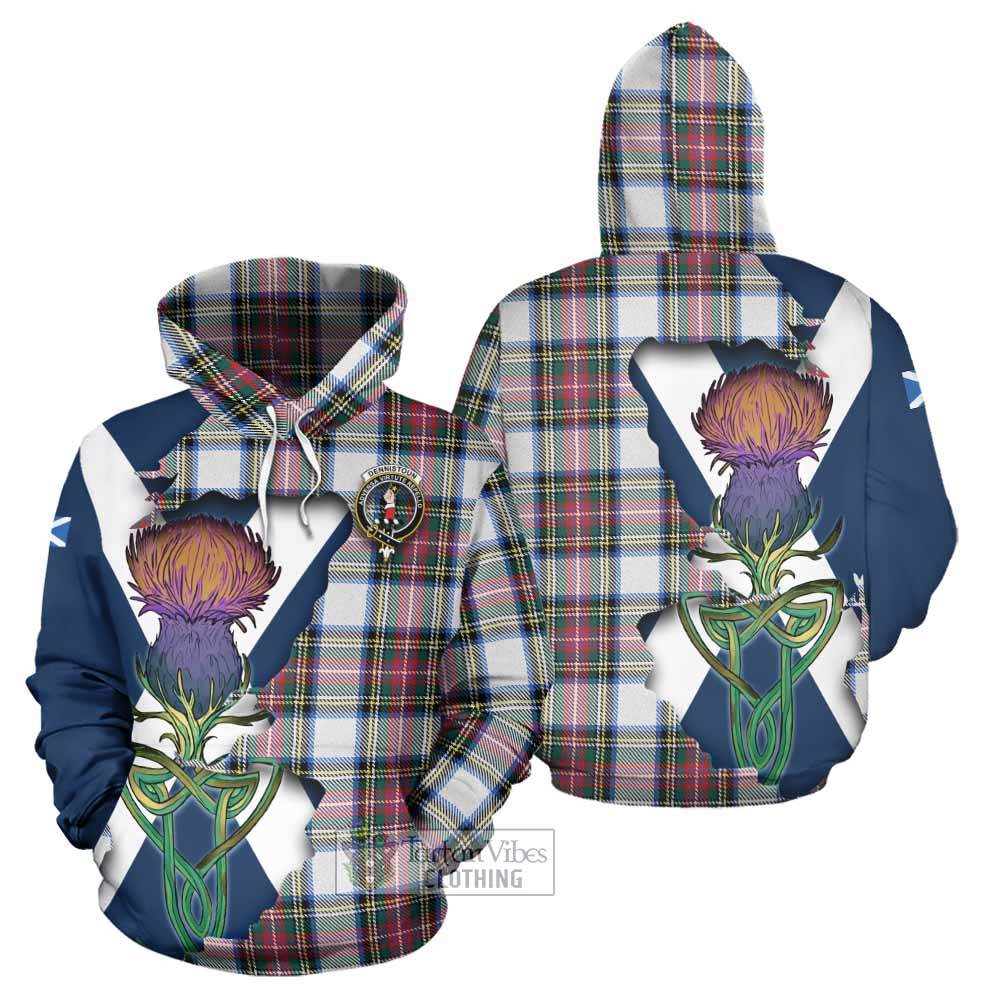 Dennistoun Tartan Family Crest Hoodie Scottish Thistle Celtic Inspired - Tartan Vibes Clothing