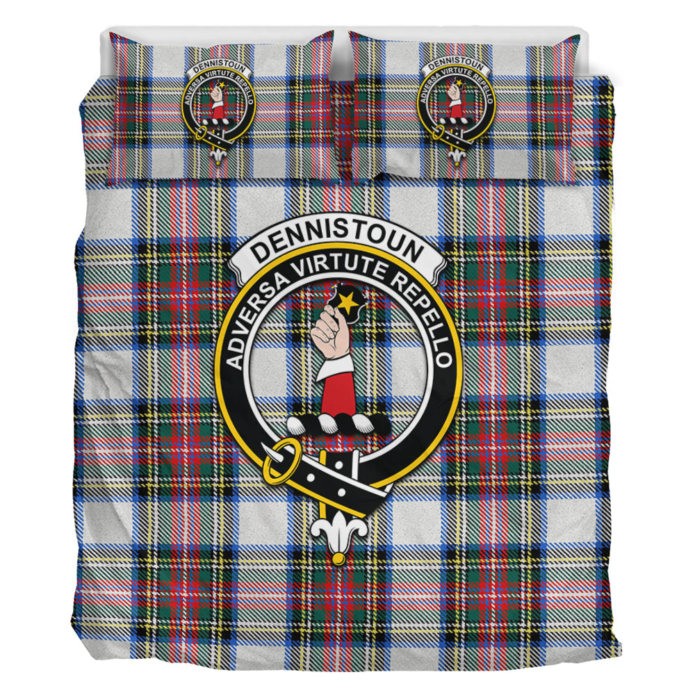Dennistoun Tartan Bedding Set with Family Crest - Tartan Vibes Clothing