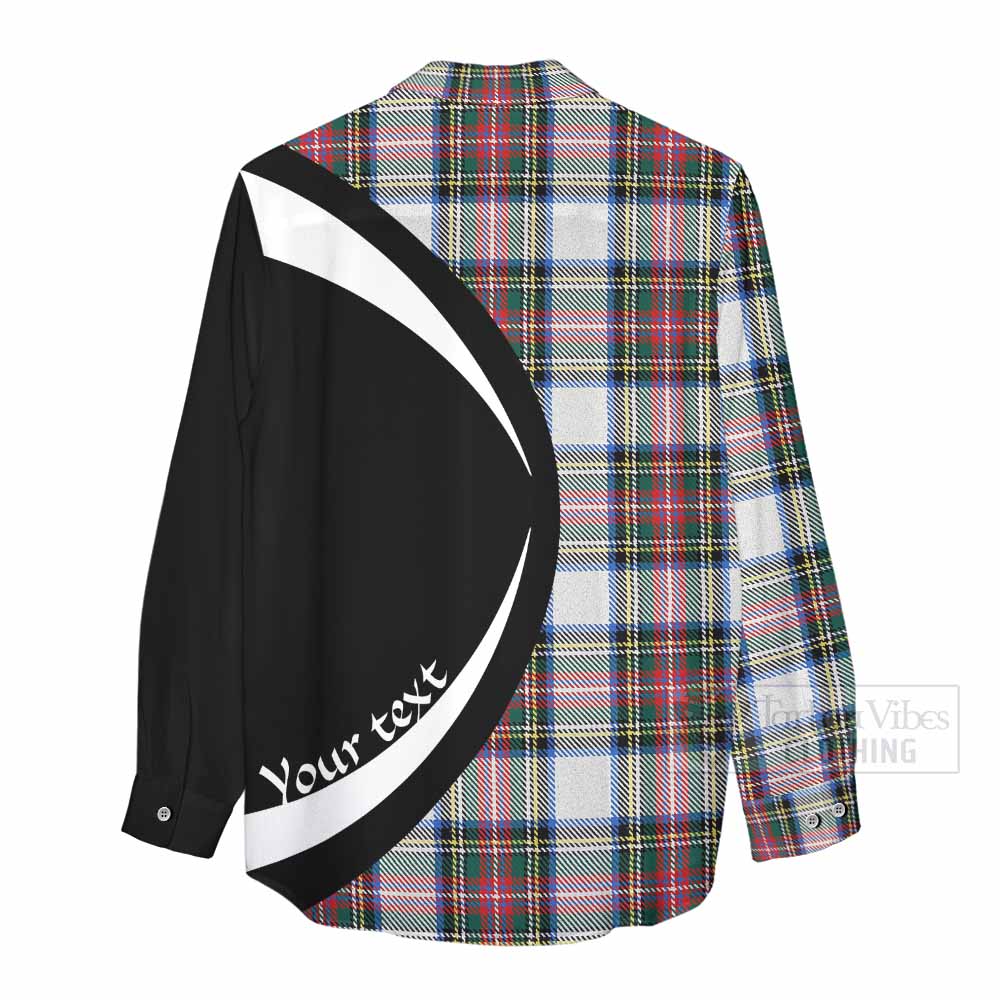 Dennistoun Tartan Women's Casual Shirt with Family Crest Circle Style - Tartan Vibes Clothing