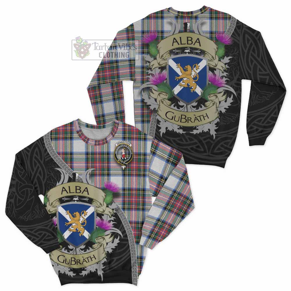 Dennistoun Tartan Family Crest Sweatshirt Lion Rampant Royal Thistle Shield Celtic Inspired - Tartan Vibes Clothing