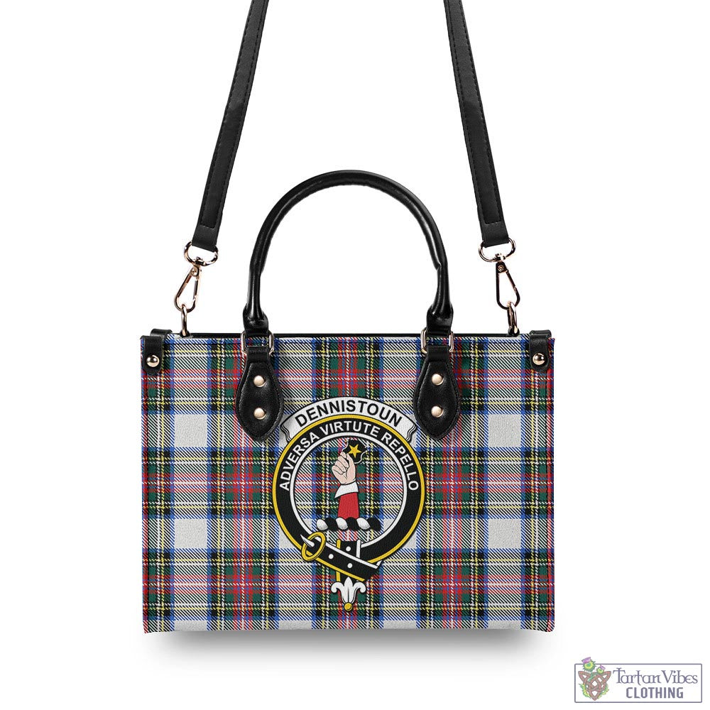 Dennistoun Tartan Luxury Leather Handbags with Family Crest - Tartan Vibes Clothing