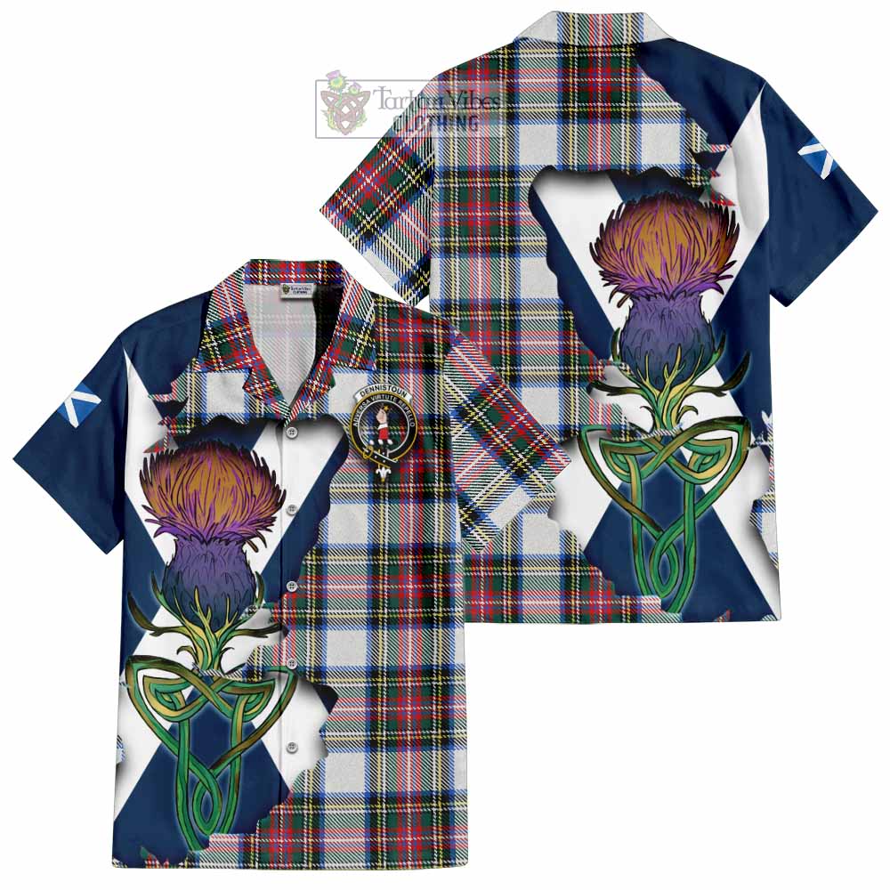 Dennistoun Tartan Family Crest Hawaiian Shirt Scottish Thistle Celtic Inspired - Tartan Vibes Clothing