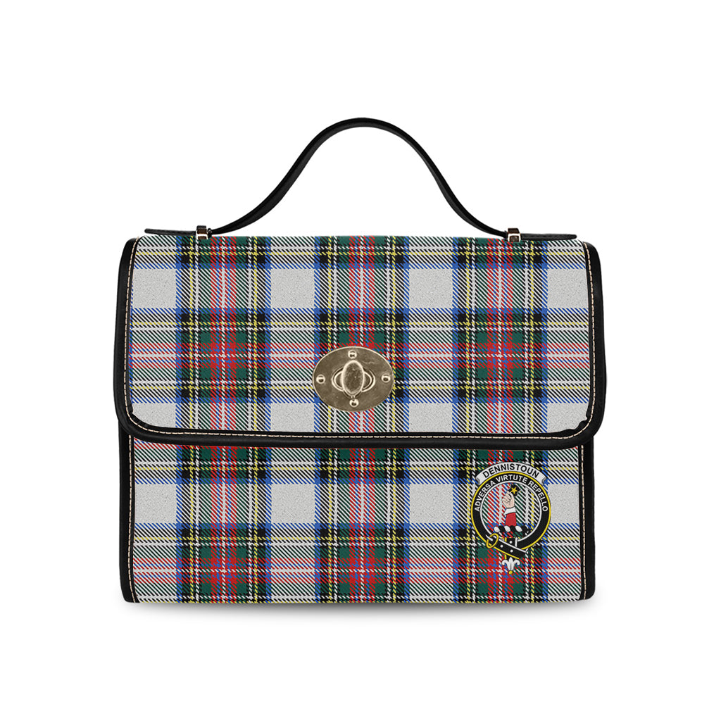 dennistoun-tartan-leather-strap-waterproof-canvas-bag-with-family-crest
