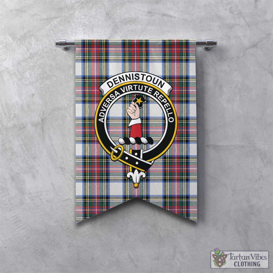 Dennistoun Tartan Gonfalon, Tartan Banner with Family Crest - Tartan Vibes Clothing