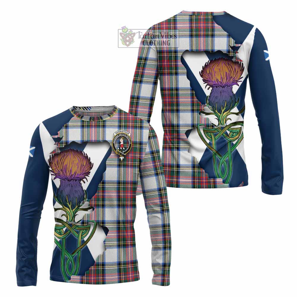 Dennistoun Tartan Family Crest Long Sleeve T-Shirt Scottish Thistle Celtic Inspired - Tartan Vibes Clothing