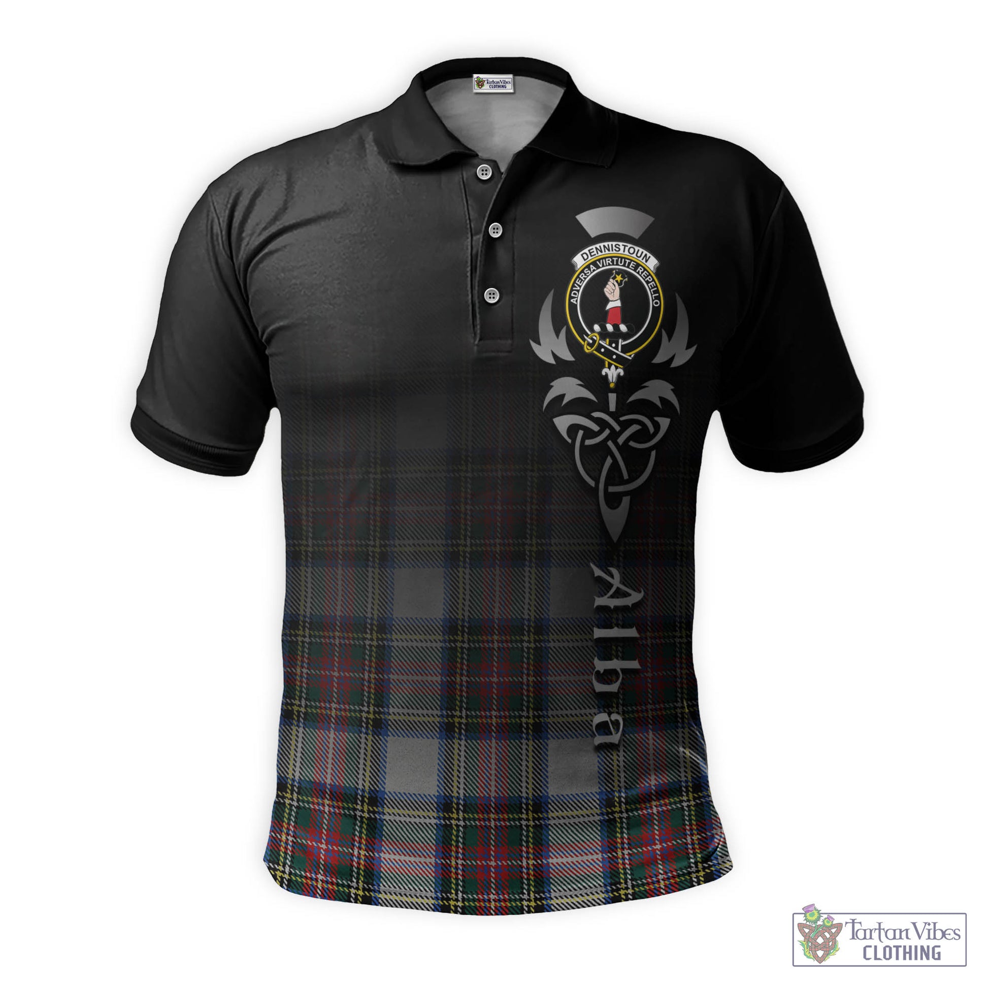 Dennistoun Tartan Polo Shirt Featuring Alba Gu Brath Family Crest Celtic Inspired - Tartan Vibes Clothing