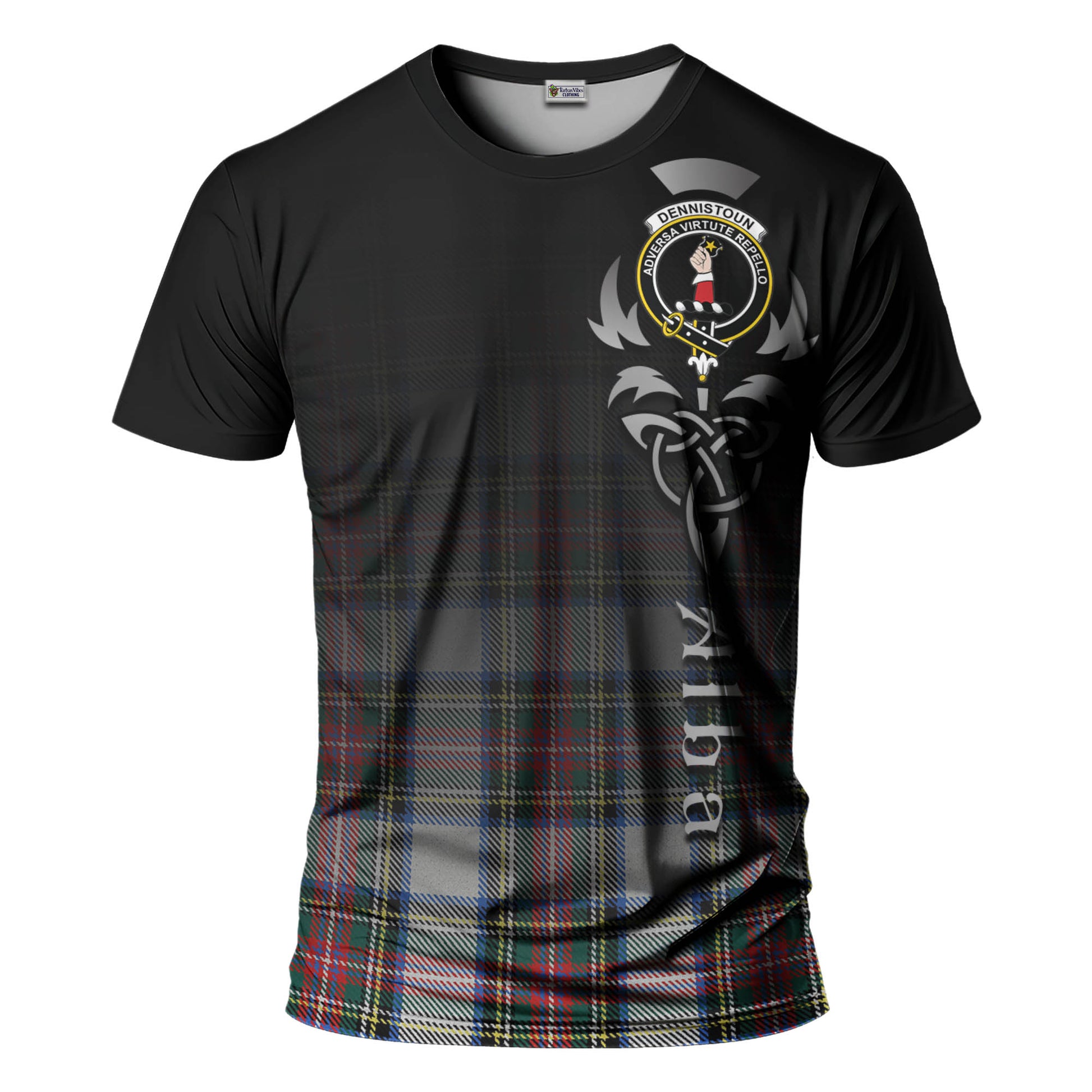Dennistoun Tartan T-Shirt Featuring Alba Gu Brath Family Crest Celtic Inspired - Tartan Vibes Clothing