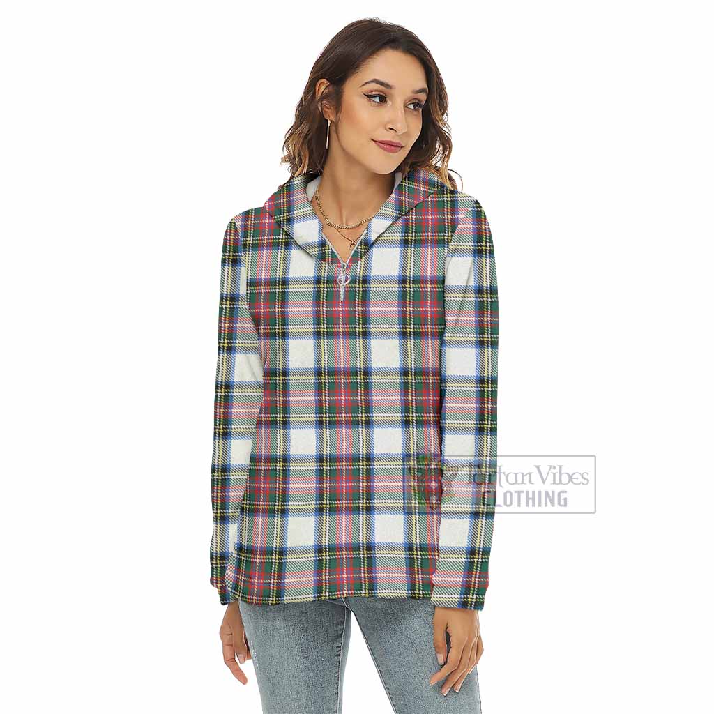 Dennistoun Tartan Women's Borg Fleece Hoodie with Half Zip - Tartan Vibes Clothing