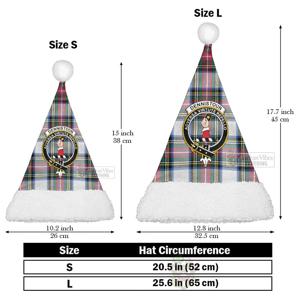 Dennistoun Tartan Christmas Santa Hats with Family Crest Christmas Hat L 25.6in (65cm) - Tartan Vibes Clothing