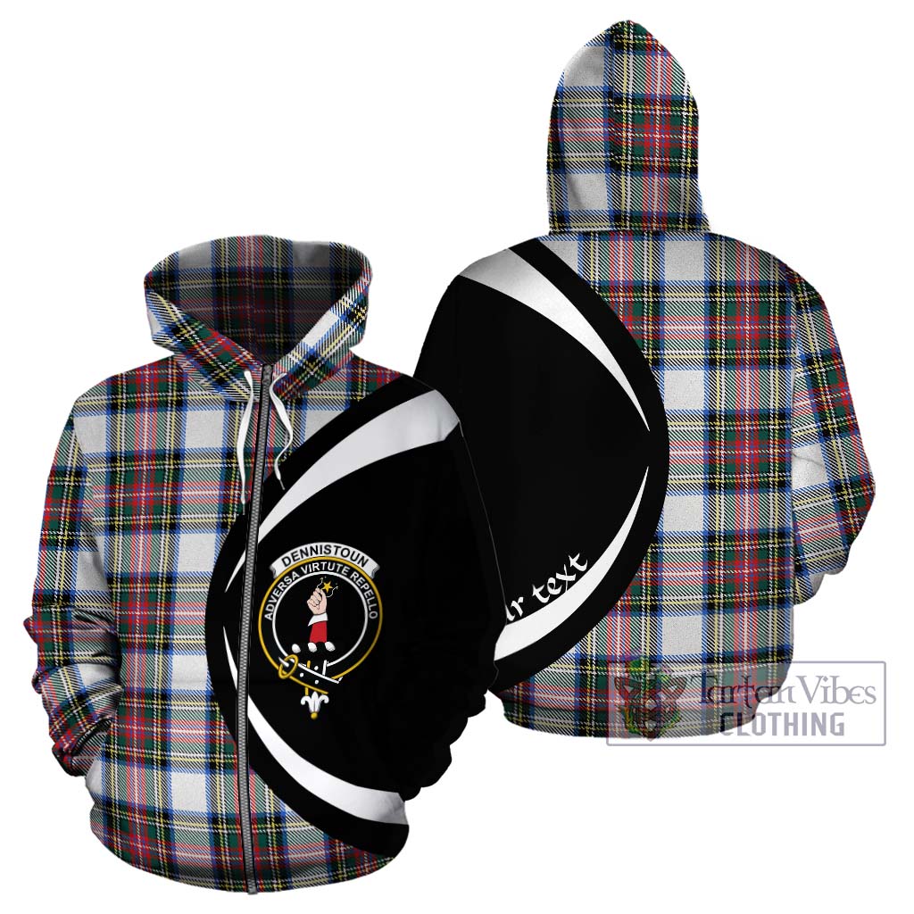 Dennistoun Tartan Hoodie with Family Crest Circle Style - Tartan Vibes Clothing