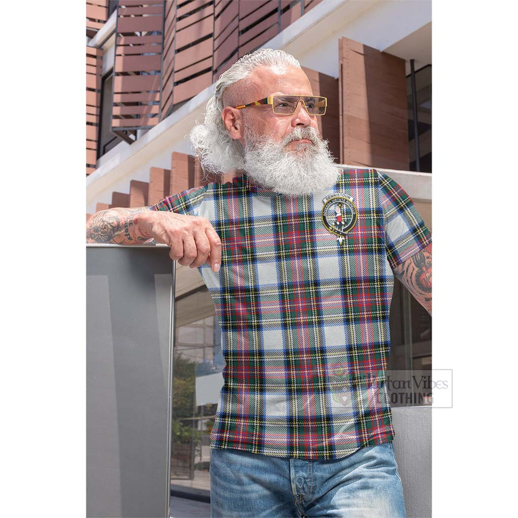 Dennistoun Tartan Cotton T-shirt with Family Crest Celtic Skull Style - Tartan Vibes Clothing