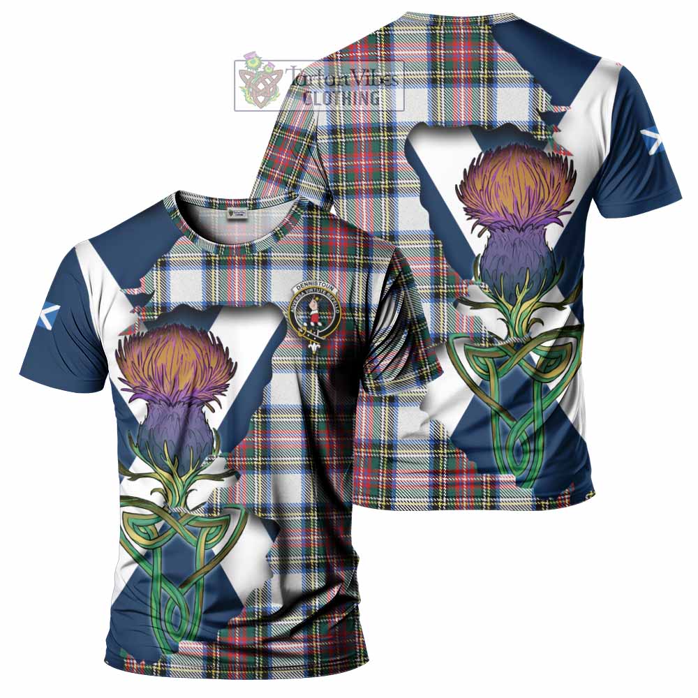 Dennistoun Tartan Family Crest T-Shirt Scottish Thistle Celtic Inspired - Tartan Vibes Clothing