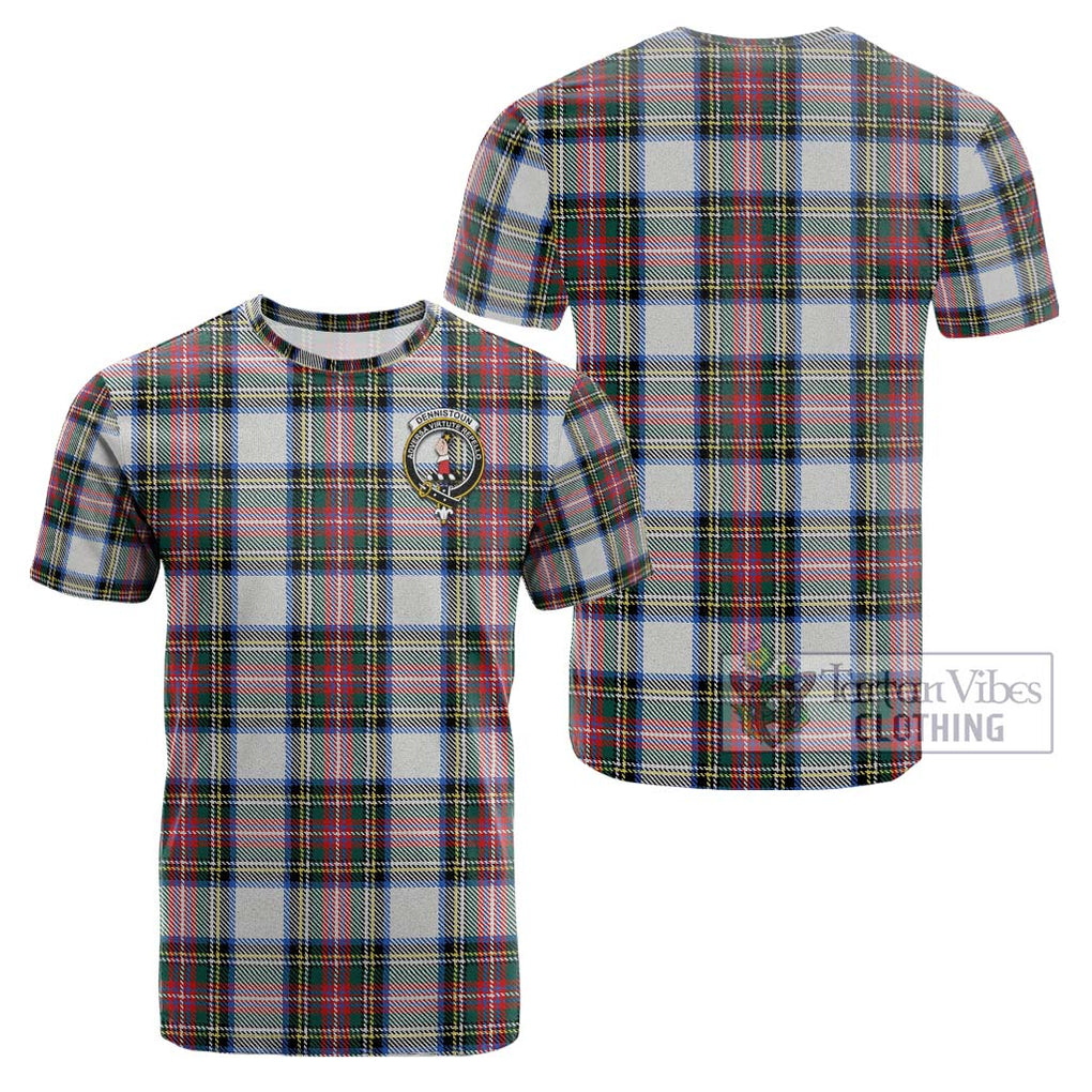 Dennistoun Tartan Cotton T-Shirt with Family Crest - Tartan Vibes Clothing