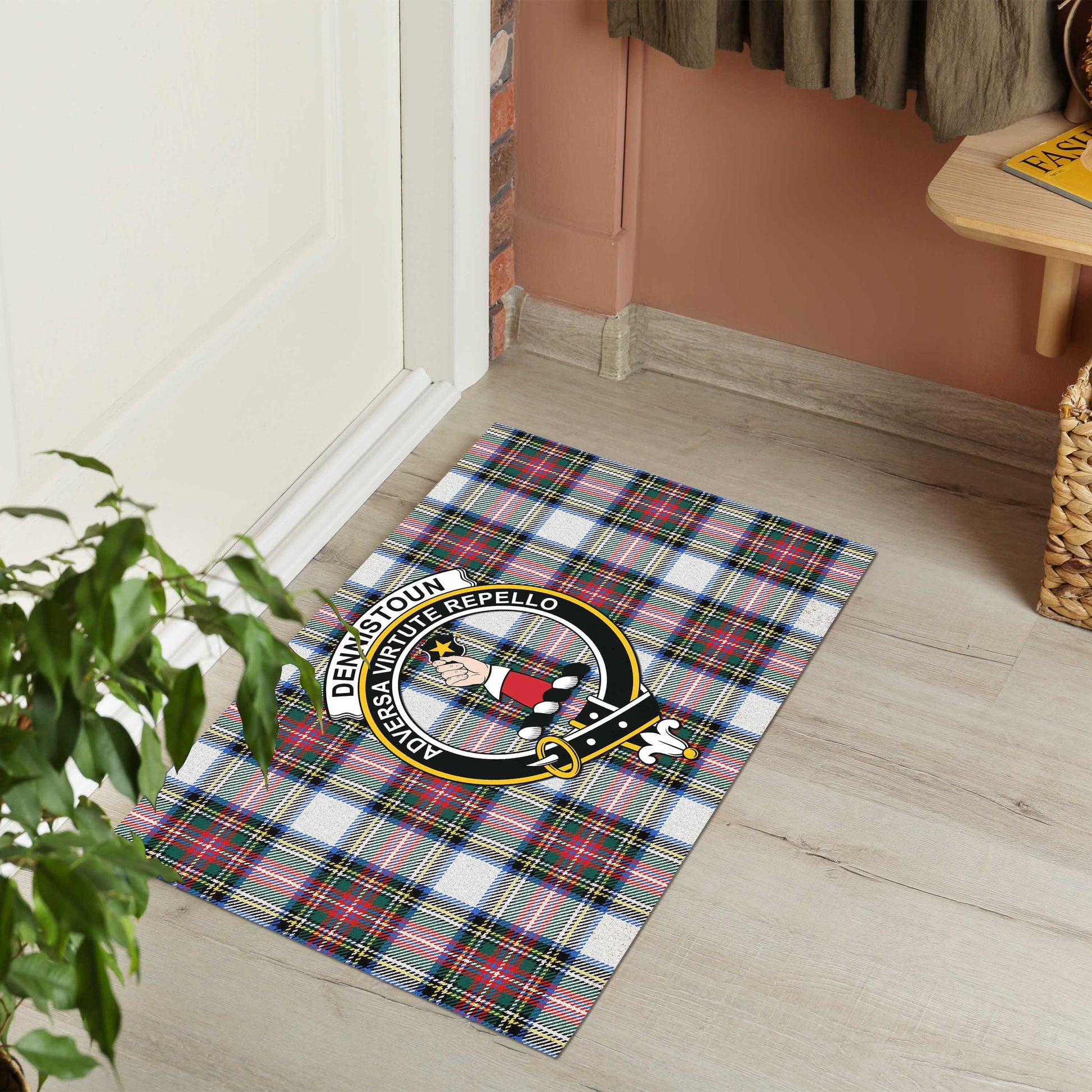 Dennistoun Tartan Rubber Doormat with Family Crest - Tartan Vibes Clothing