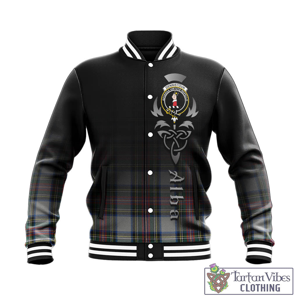 Dennistoun Tartan Baseball Jacket Featuring Alba Gu Brath Family Crest Celtic Inspired - Tartan Vibes Clothing