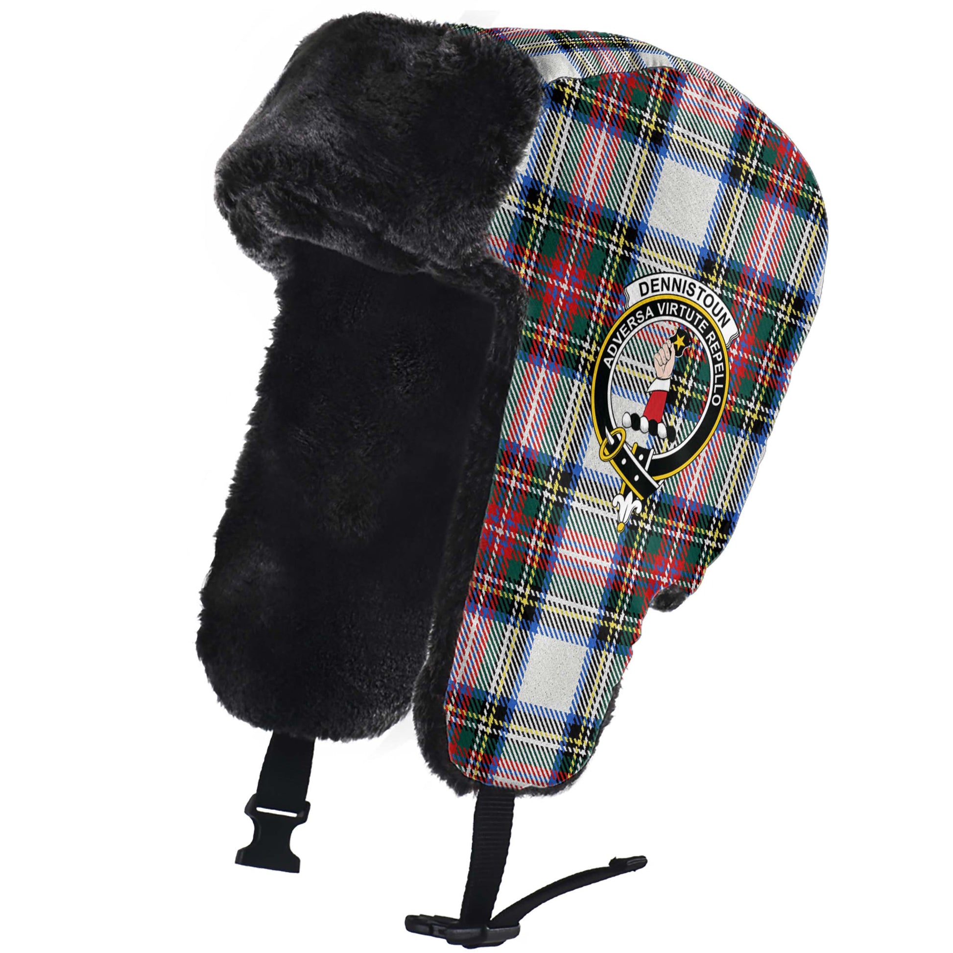 Dennistoun Tartan Winter Trapper Hat with Family Crest - Tartan Vibes Clothing