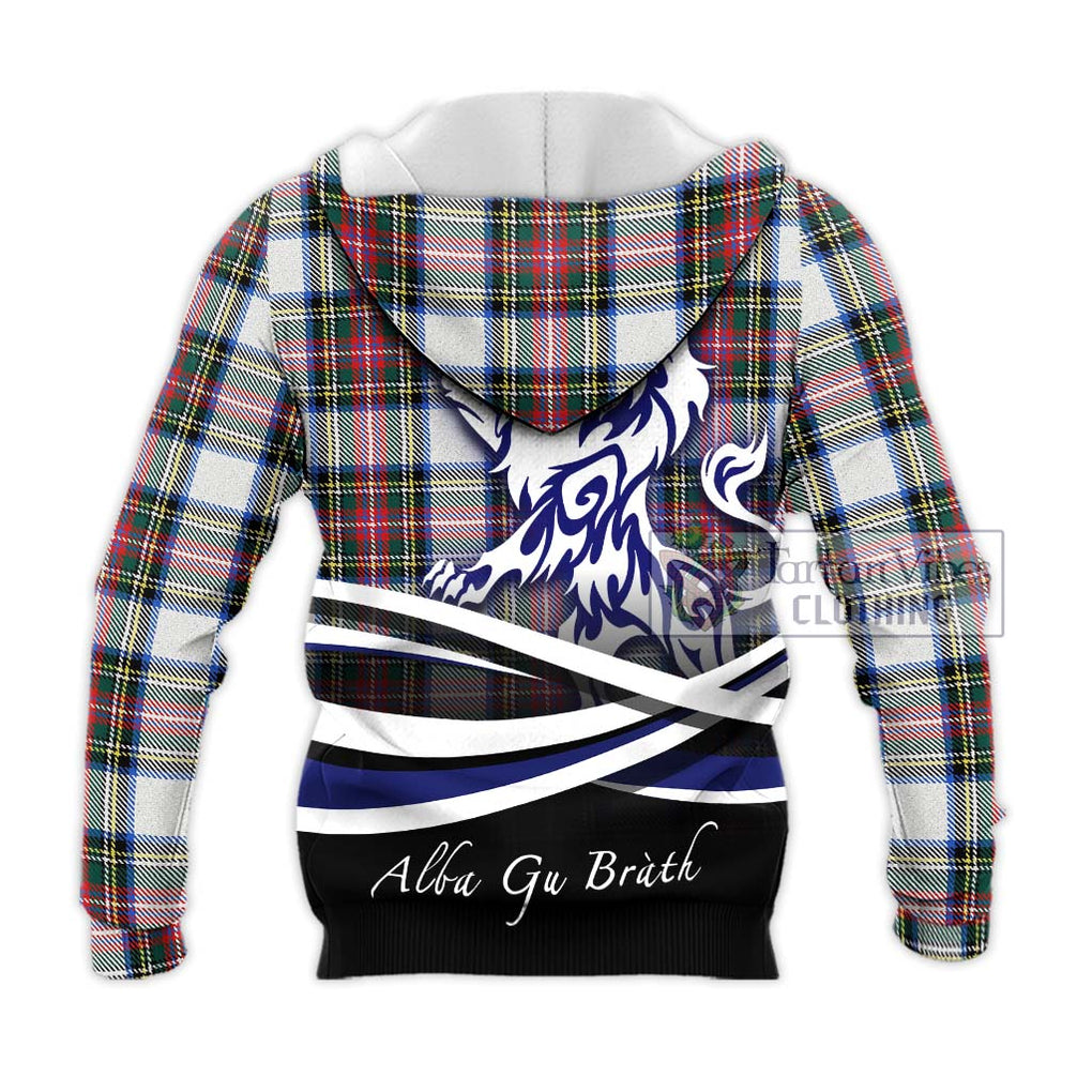 Dennistoun Tartan Knitted Hoodie with Alba Gu Brath Regal Lion Emblem - Tartan Vibes Clothing