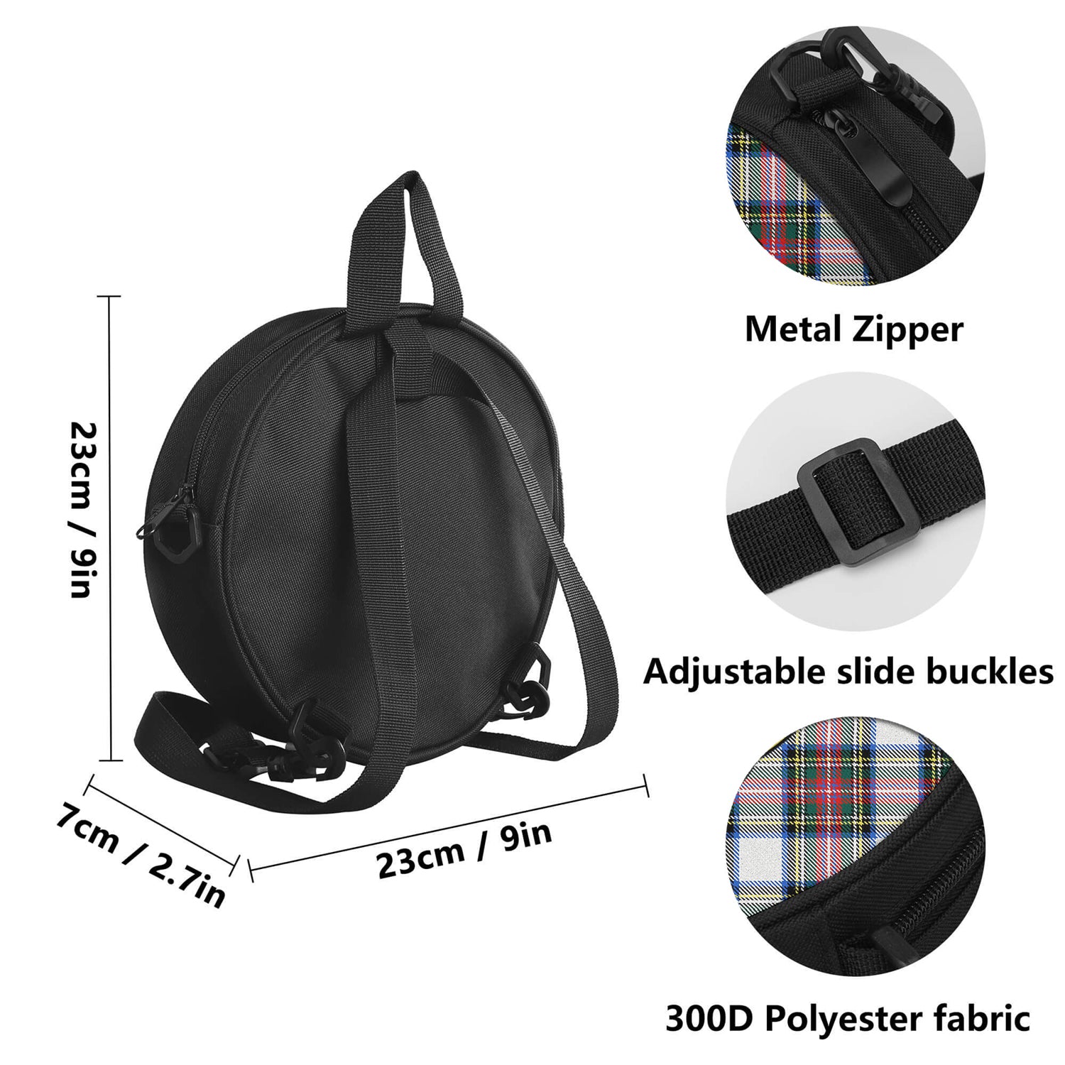 Dennistoun Tartan Round Satchel Bags with Family Crest - Tartan Vibes Clothing