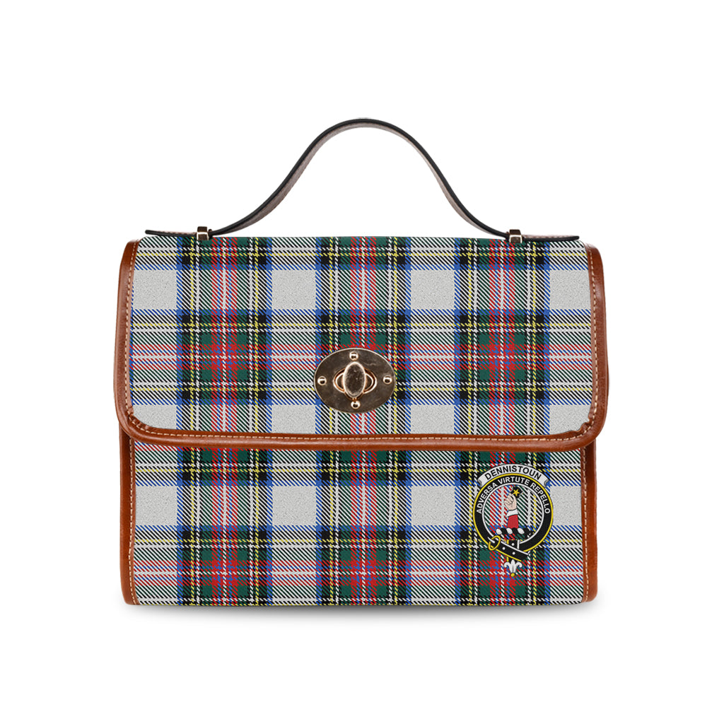 dennistoun-tartan-leather-strap-waterproof-canvas-bag-with-family-crest