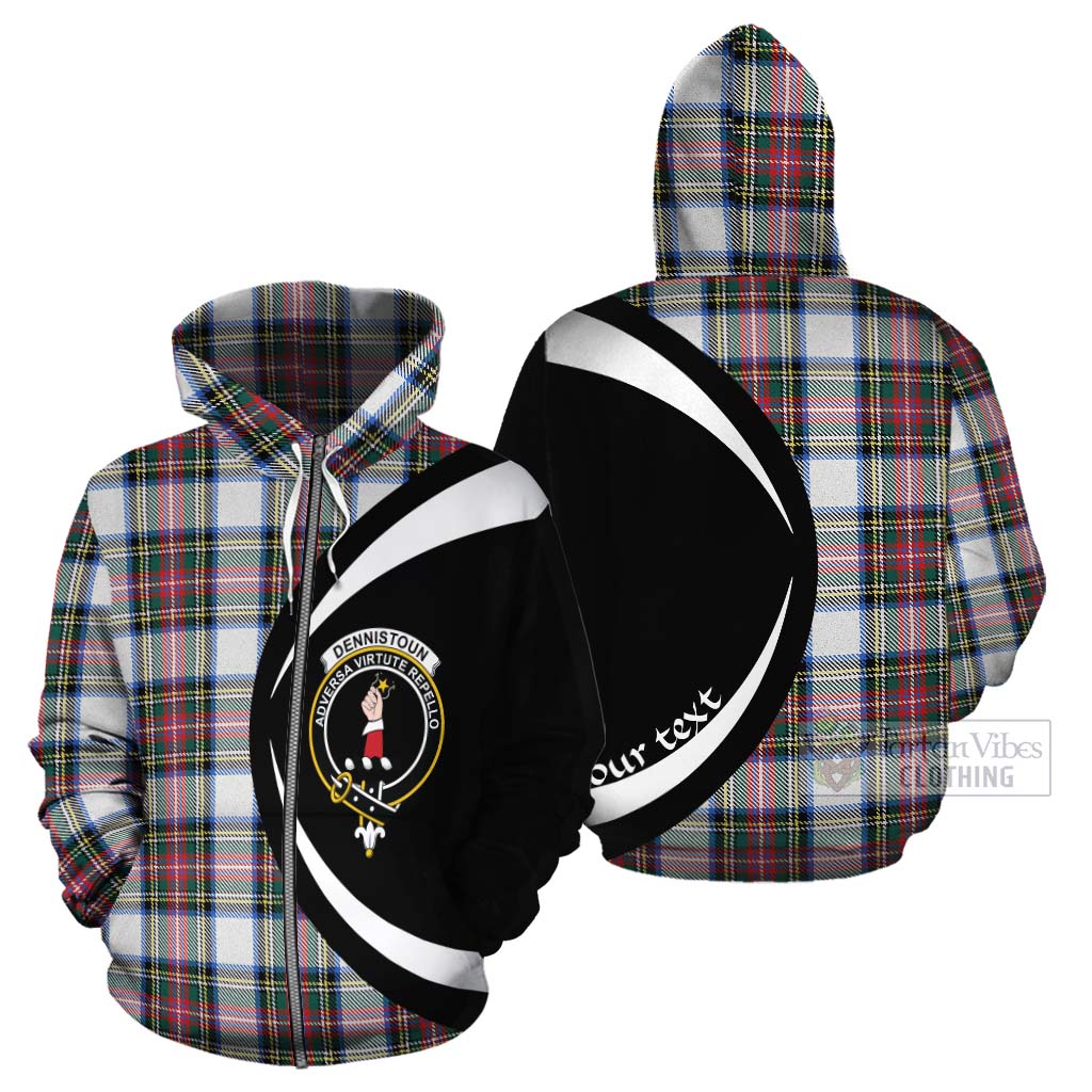 Dennistoun Tartan Cotton Hoodie with Family Crest Circle Style - Tartan Vibes Clothing