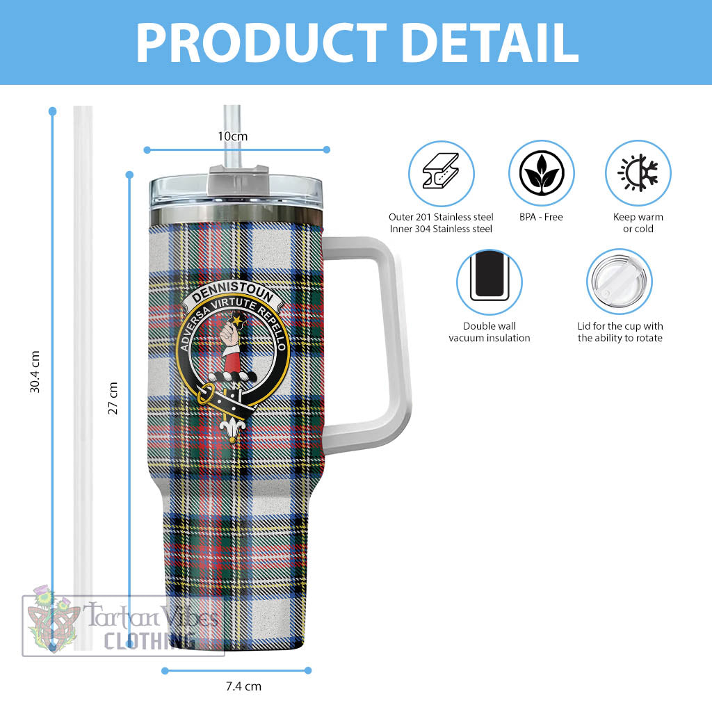 Dennistoun Tartan Tumbler with Handle with Family Crest - Tartan Vibes Clothing