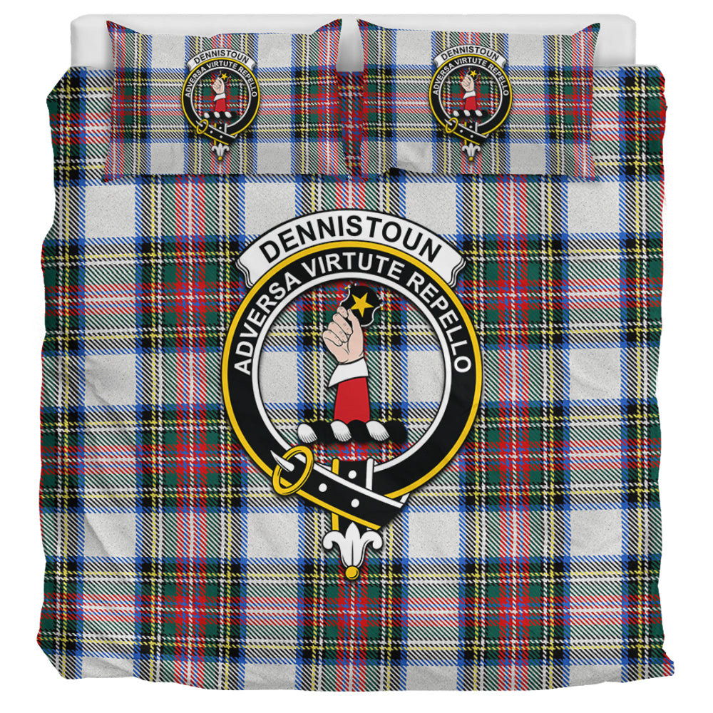 Dennistoun Tartan Bedding Set with Family Crest - Tartan Vibes Clothing